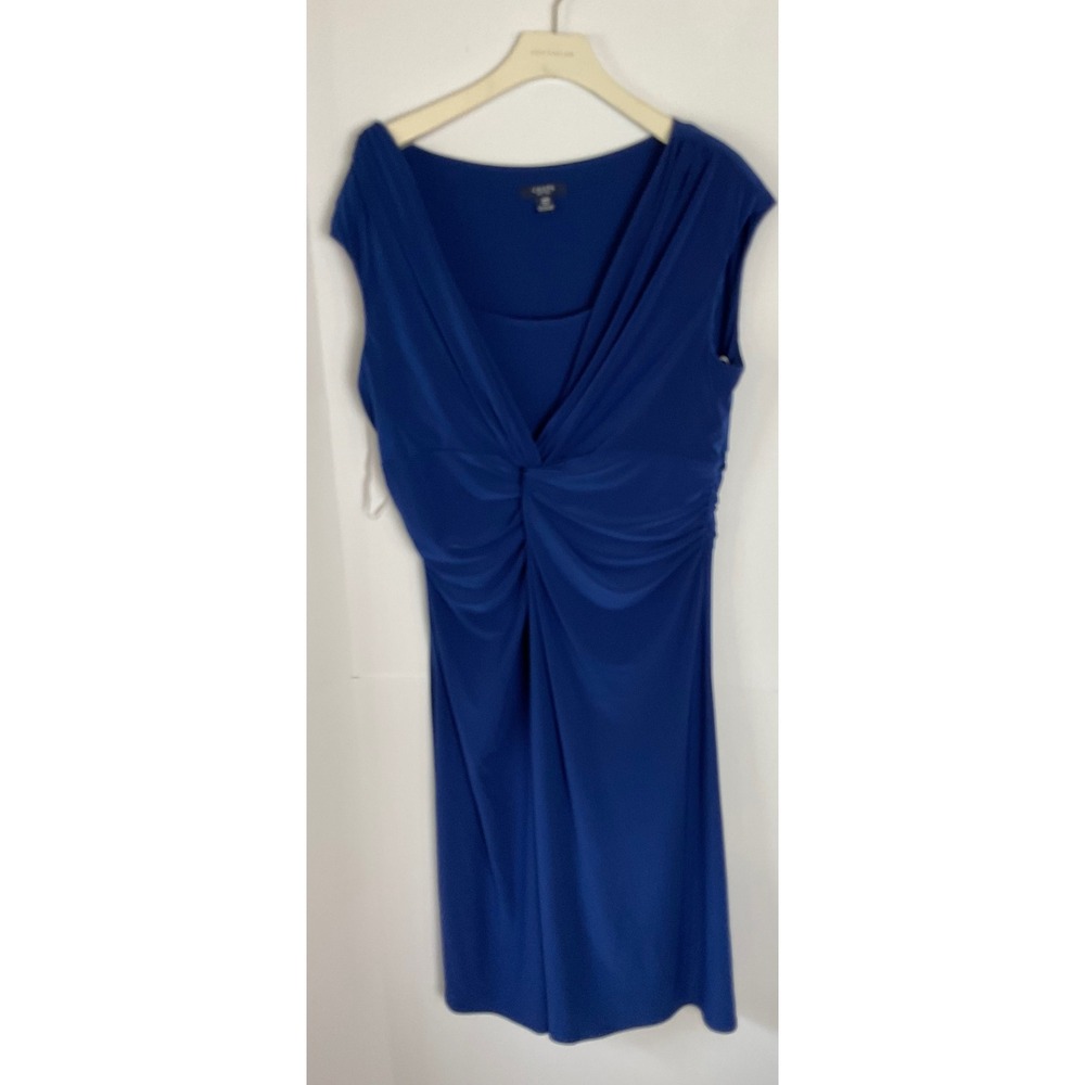 Chaps Woman 18W Royal Blue Twist Front V-Neck Sleeveless Sheath Dress NWT